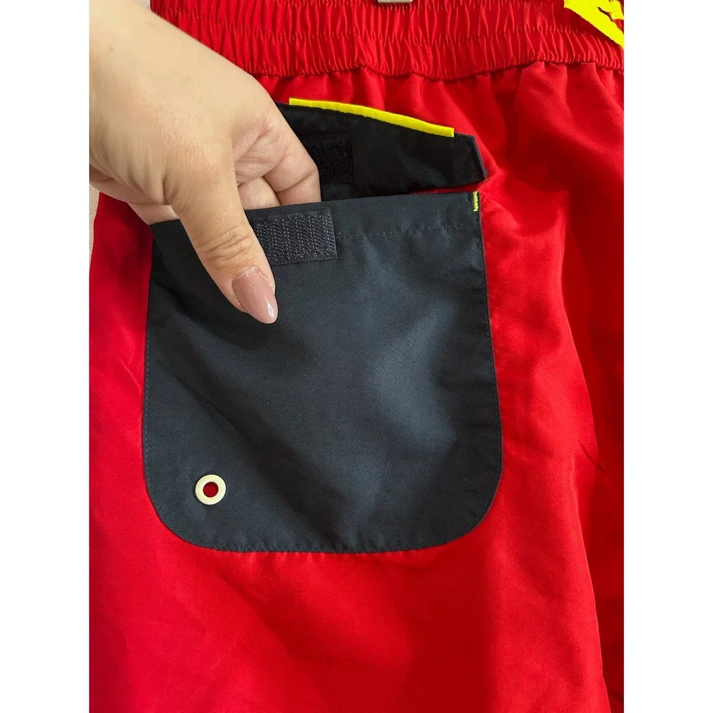 Helly Hansen Mens Red Navy‎ Colorblock Swim Trunks Board Shorts Size 38 HH Beach